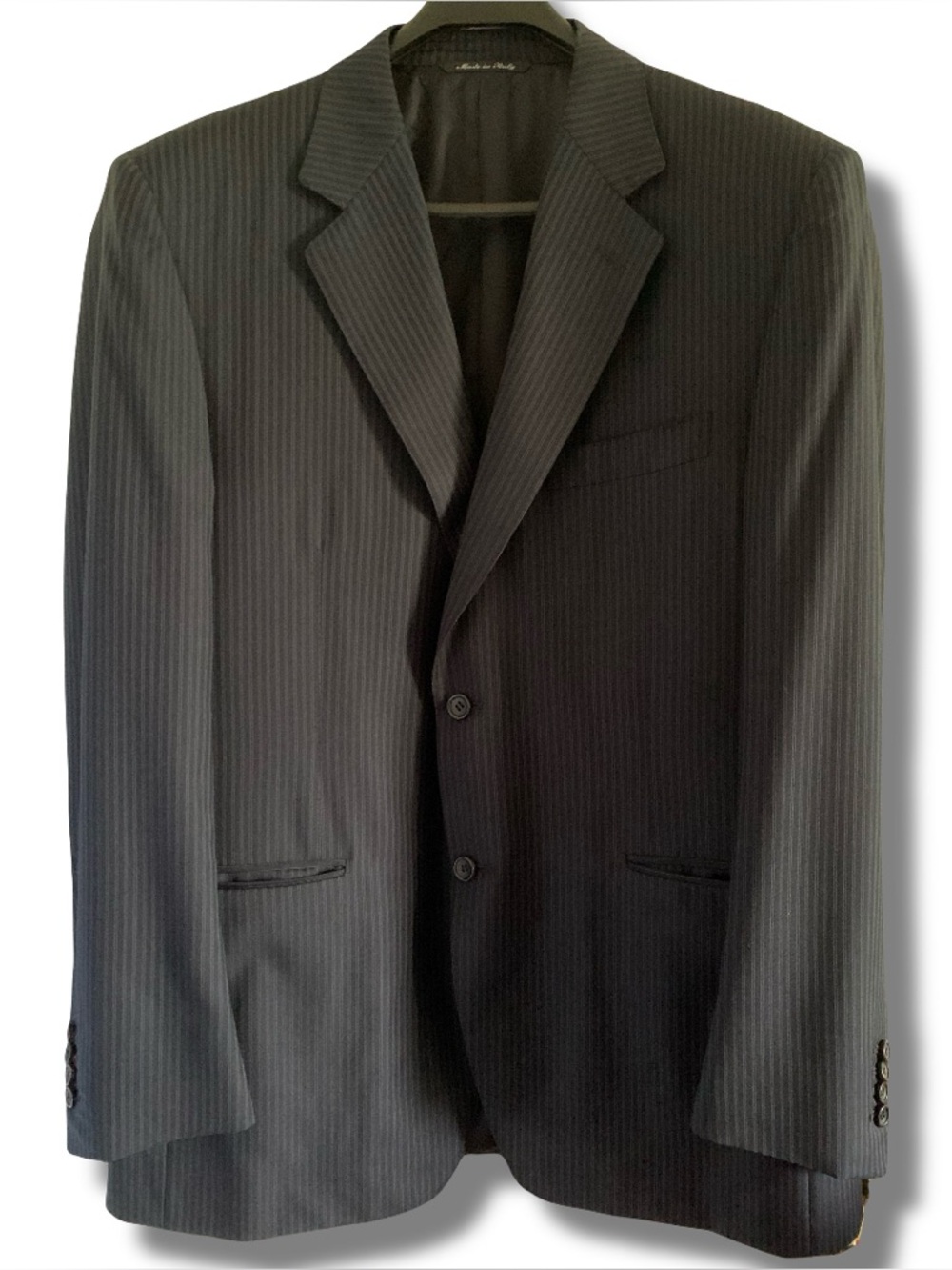 Canali Pinstripe Black Blazer Size 42R Made in Italy 100% Wool